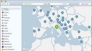 scelta paese NordVPN