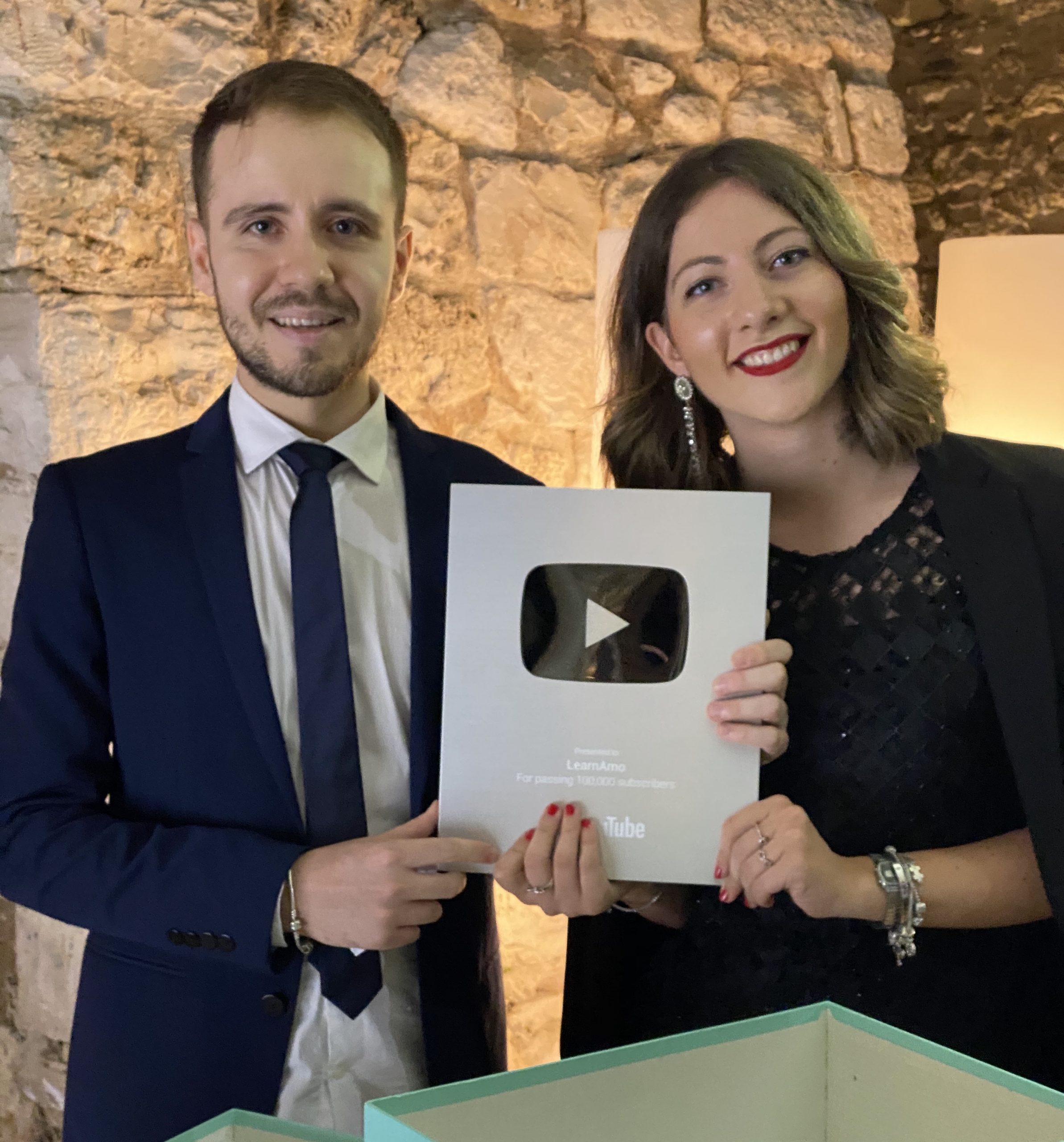 Graziana and Rocco with YouTube Silver Play Button