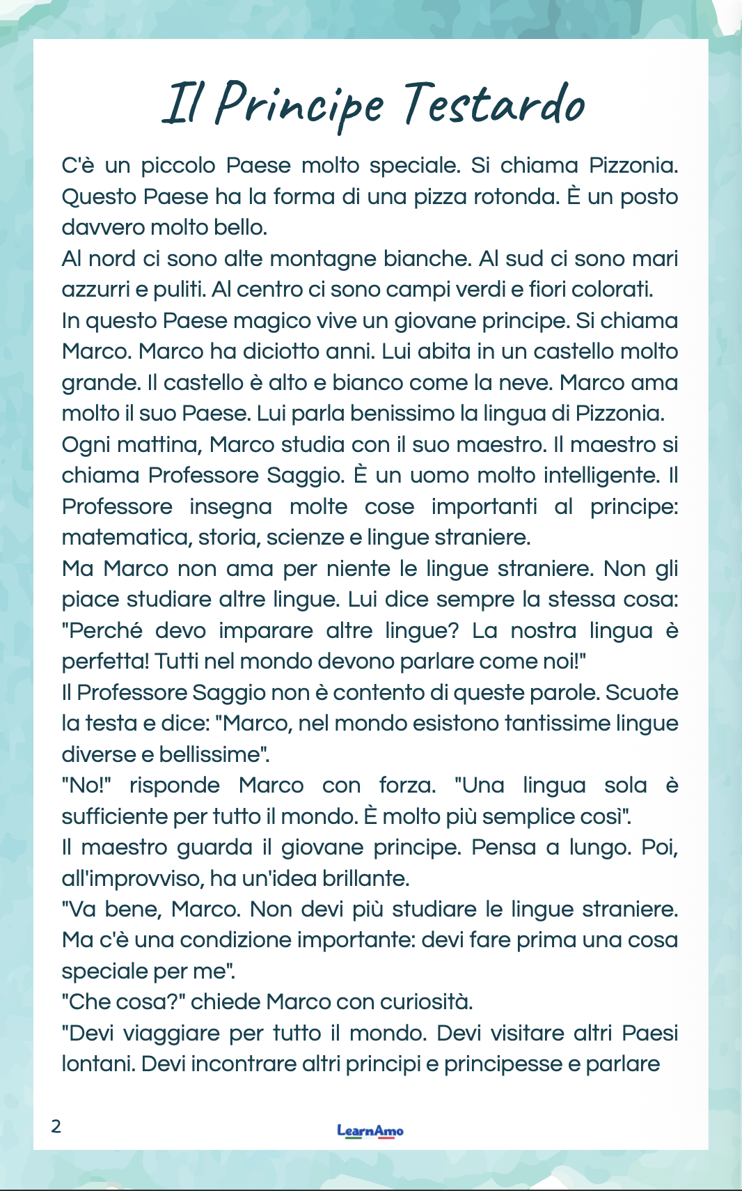 Pagina del libro Il Principe Marco - Esempio 2